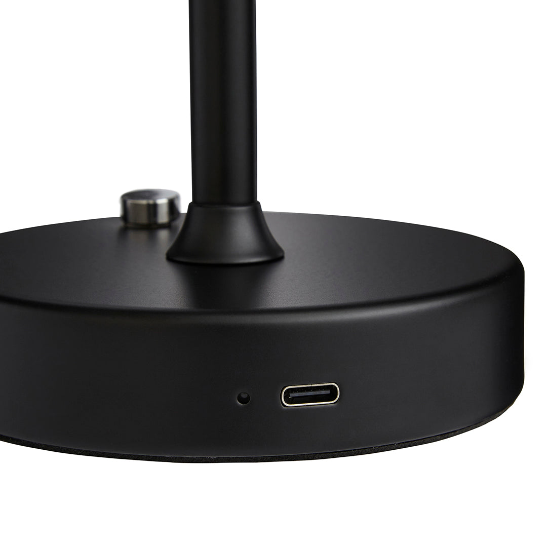 Energize Black LED Rechargeable Desk Table Lamp with Touch Sensor