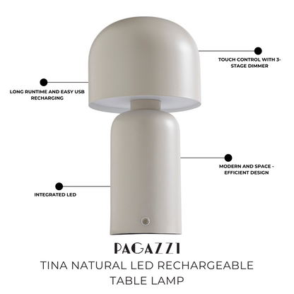 Tina Natural LED Rechargeable Table Lamp