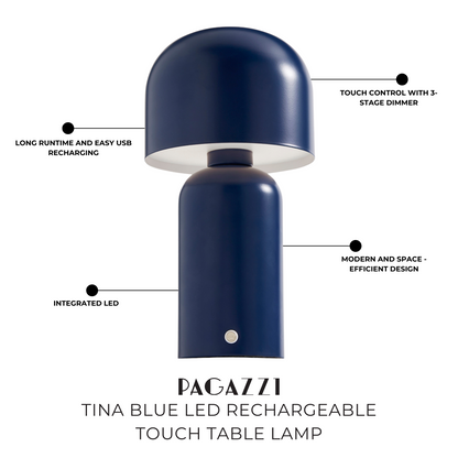 Tina Blue LED Rechargeable Touch Table Lamp