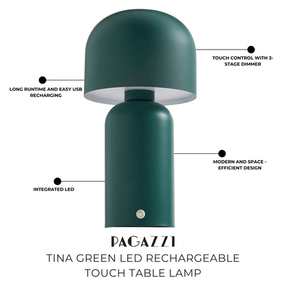 Tina Green LED Rechargeable Touch Table Lamp