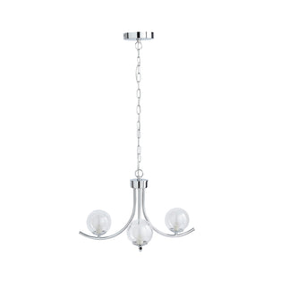 Jimena 3-Light Polished Chrome Chandelier Ceiling Light with Double Glass Shades