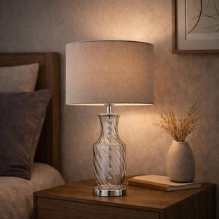 Rigl Twist Grey Glass Table Lamp