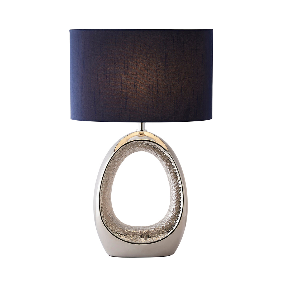 Dott Chrome Ceramic Table Lamp with Blue Shade