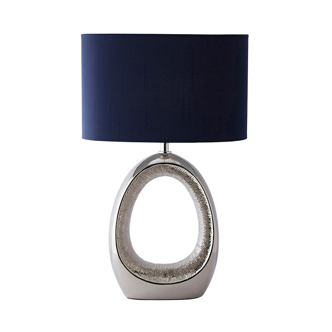 Dott Chrome Ceramic Table Lamp with Blue Shade