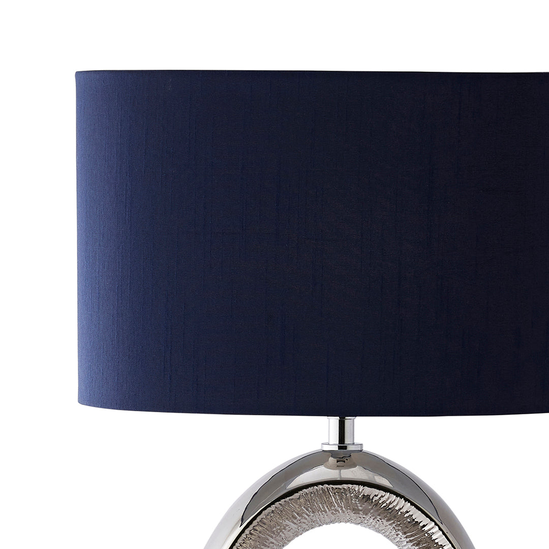 Dott Chrome Ceramic Table Lamp with Blue Shade