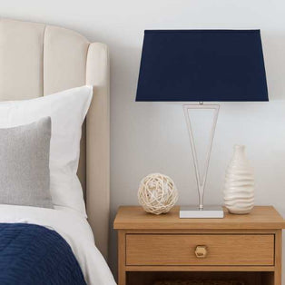 Lizzie Chrome & Navy Touch Table Lamp