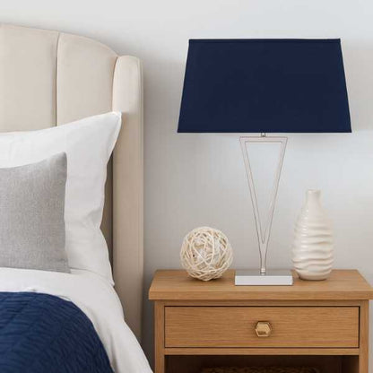 Lizzie Chrome & Navy Touch Table Lamp