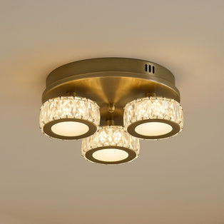 Dilan 3 Light Antique Brass LED Flush Ceiling Light