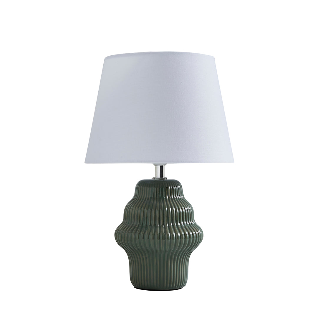 Alanna Green Ribbed Ceramic Table Lamp