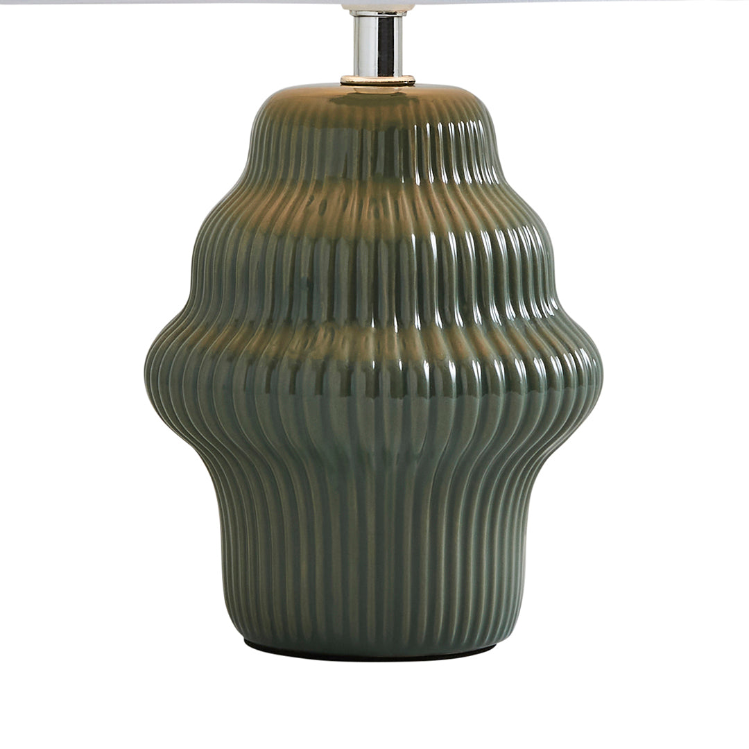 Alanna Green Ribbed Ceramic Table Lamp