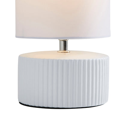 Linden White Ribbed Ceramic Table Lamp