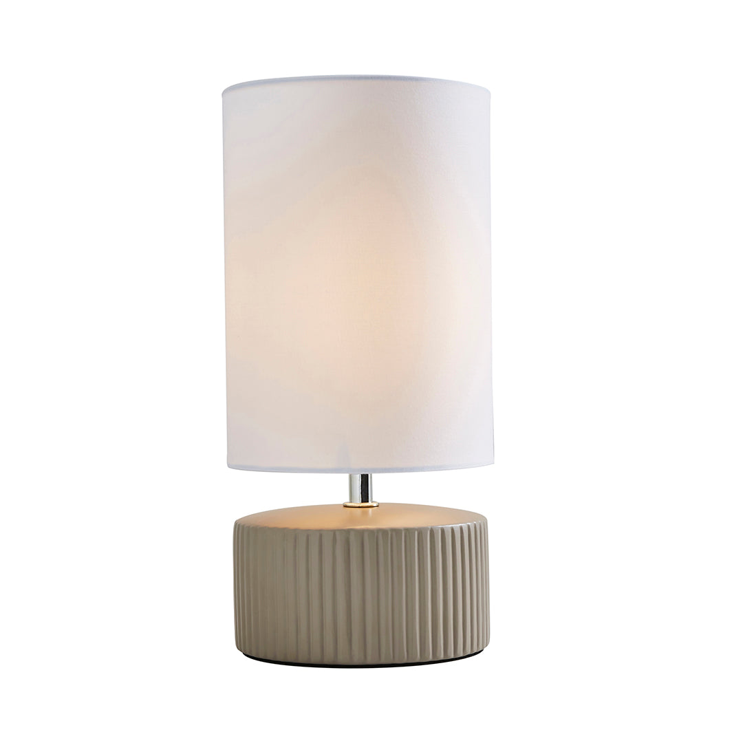 Linden Taupe Ribbed Ceramic Table Lamp