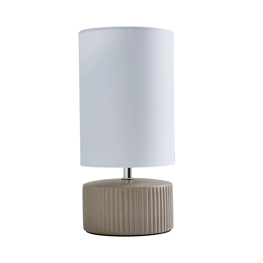 Linden Taupe Ribbed Ceramic Table Lamp