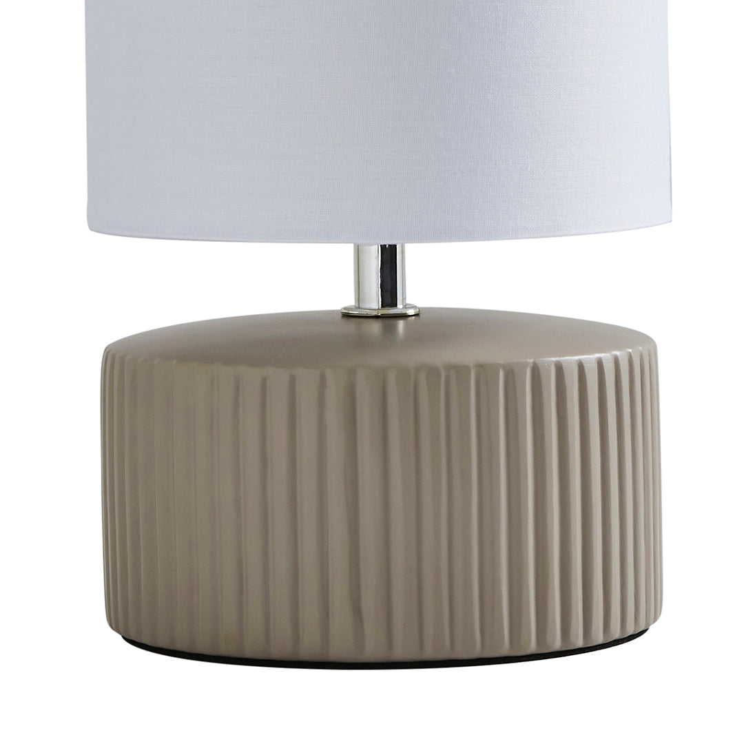 Linden Taupe Ribbed Ceramic Table Lamp