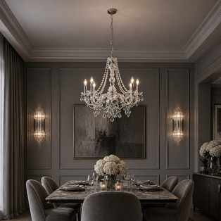 Vivienne 8 Light Chrome & Clear Chandelier Ceiling Pendant
