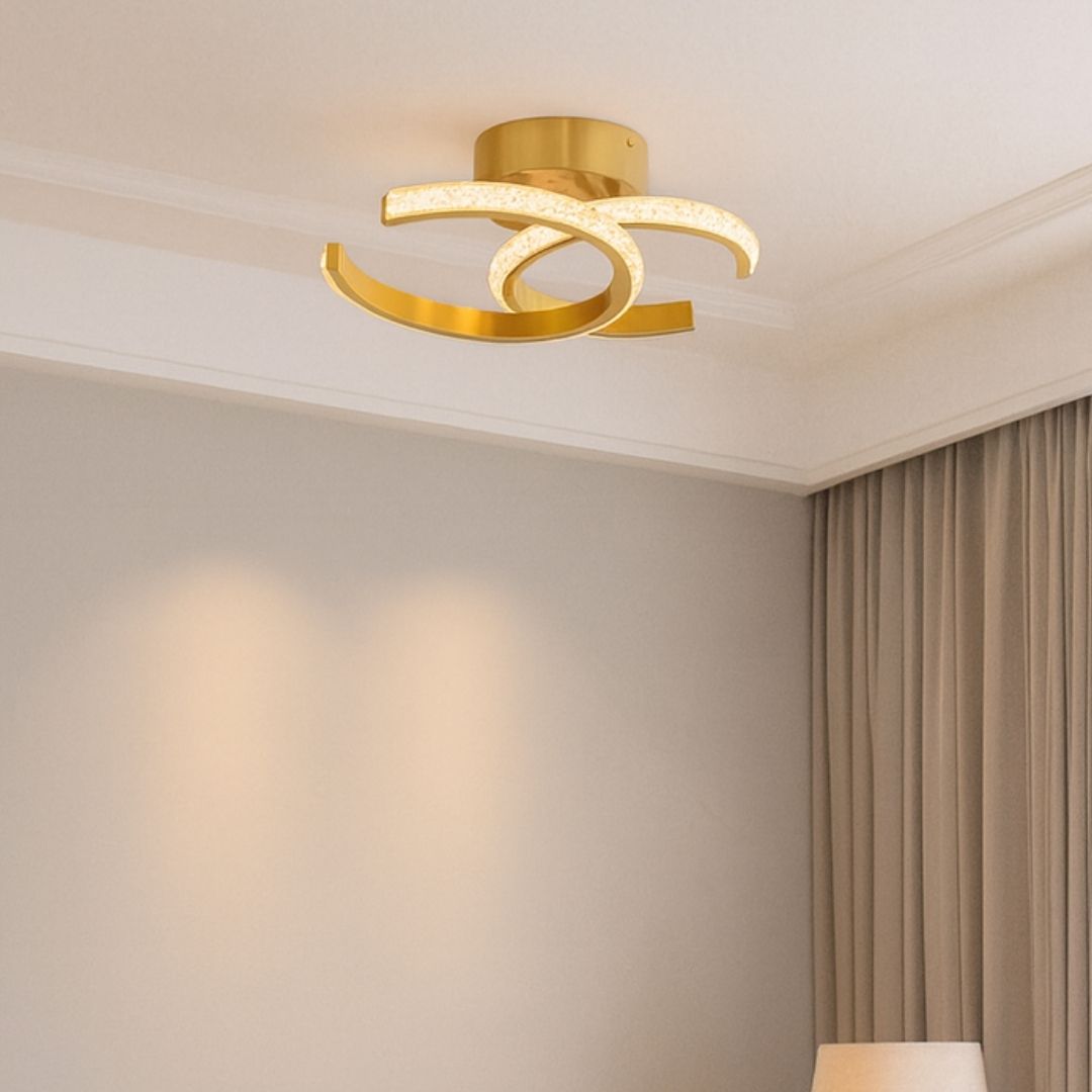 Veloria Satin Brass LED Flush Ceiling Light