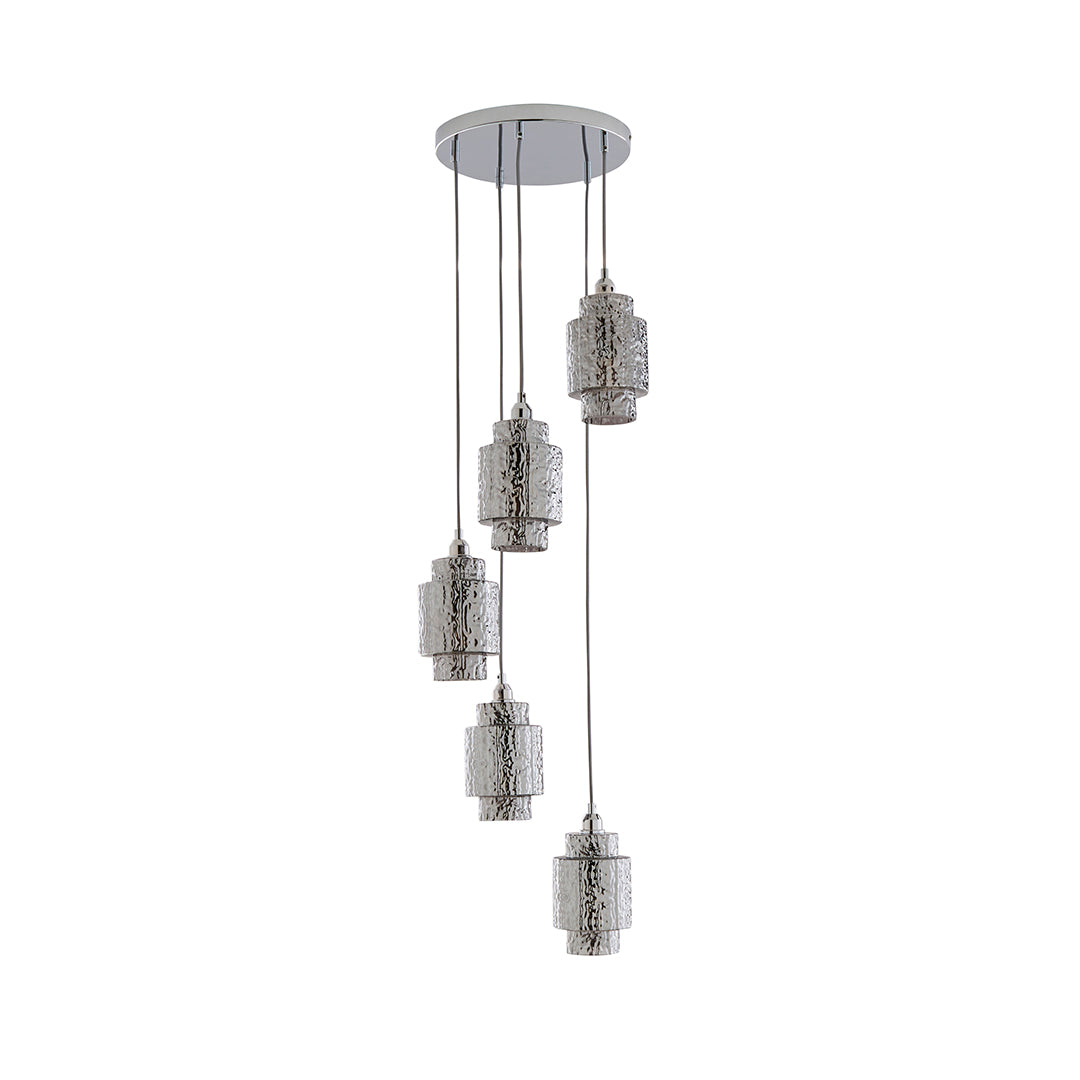 Evelle 5-Light Chrome Cascading Pendant