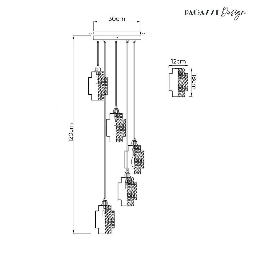 Evelle 5-Light Chrome Cascading Pendant