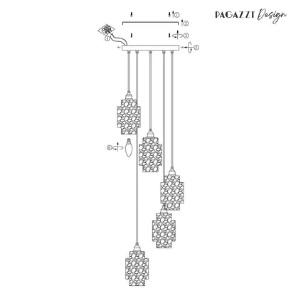 Evelle 5-Light Chrome Cascading Pendant