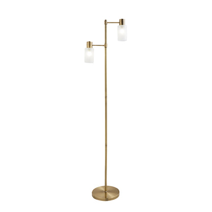Maya 2-Light Antique Brass Floor Lamp