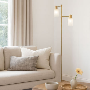 Maya 2-Light Antique Brass Floor Lamp
