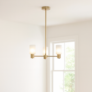 Maya 3-Light Antique Brass Semi-Flush Ceiling Light