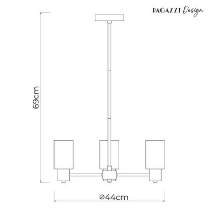 Maya 3-Light Antique Brass Semi-Flush Ceiling Light