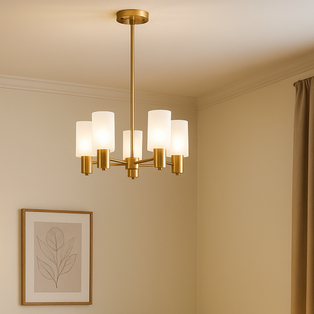 Maya 5-Light Antique Brass Semi-Flush Ceiling Light
