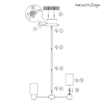 Maya 5-Light Antique Brass Semi-Flush Ceiling Light