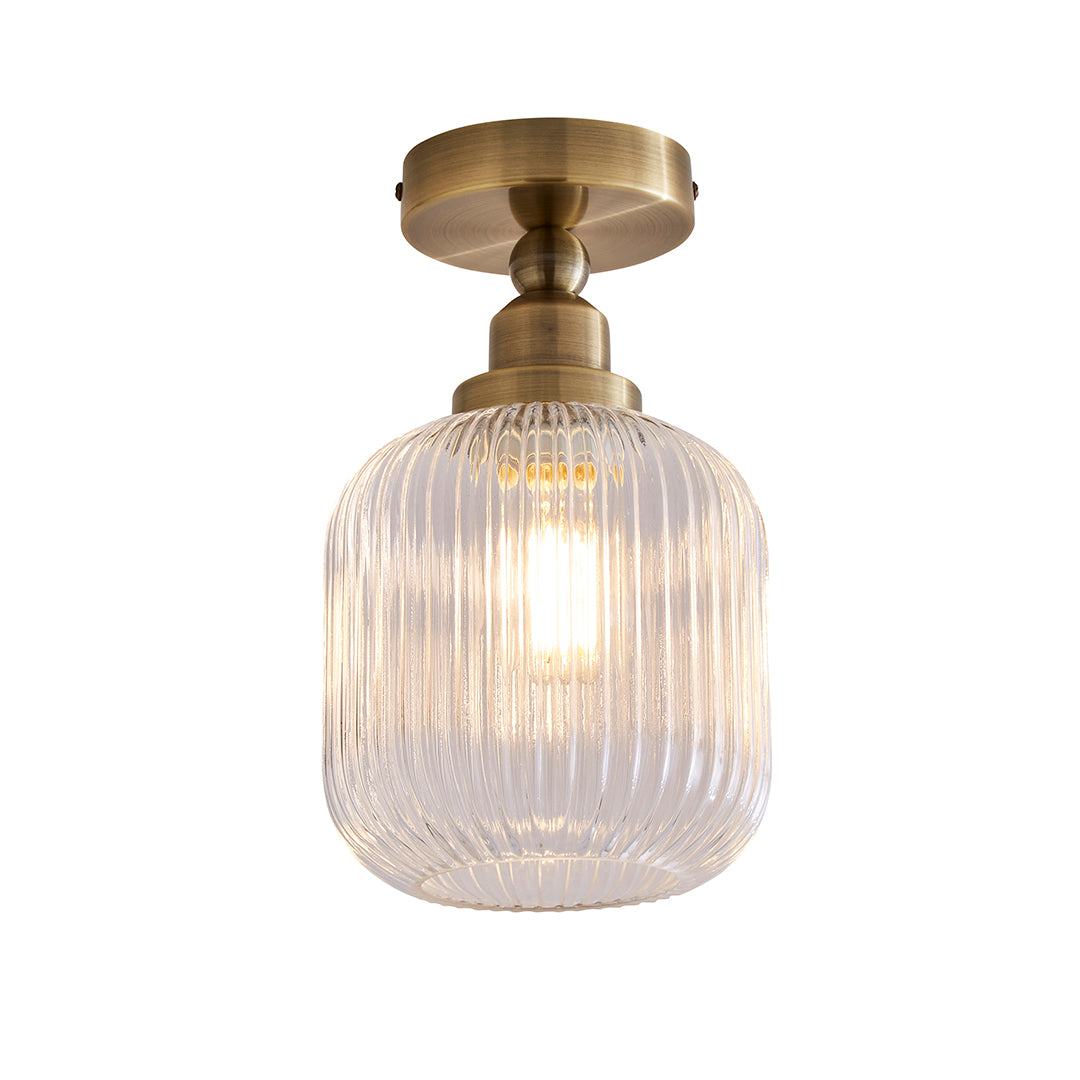 Riva Antique Brass Semi-Flush Ceiling Light