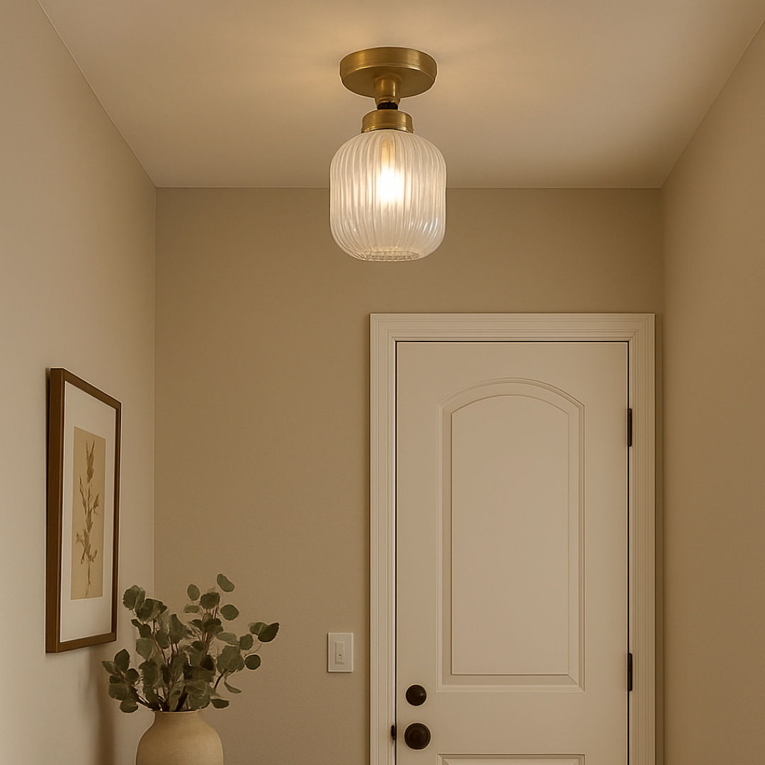 Riva Antique Brass Semi-Flush Ceiling Light
