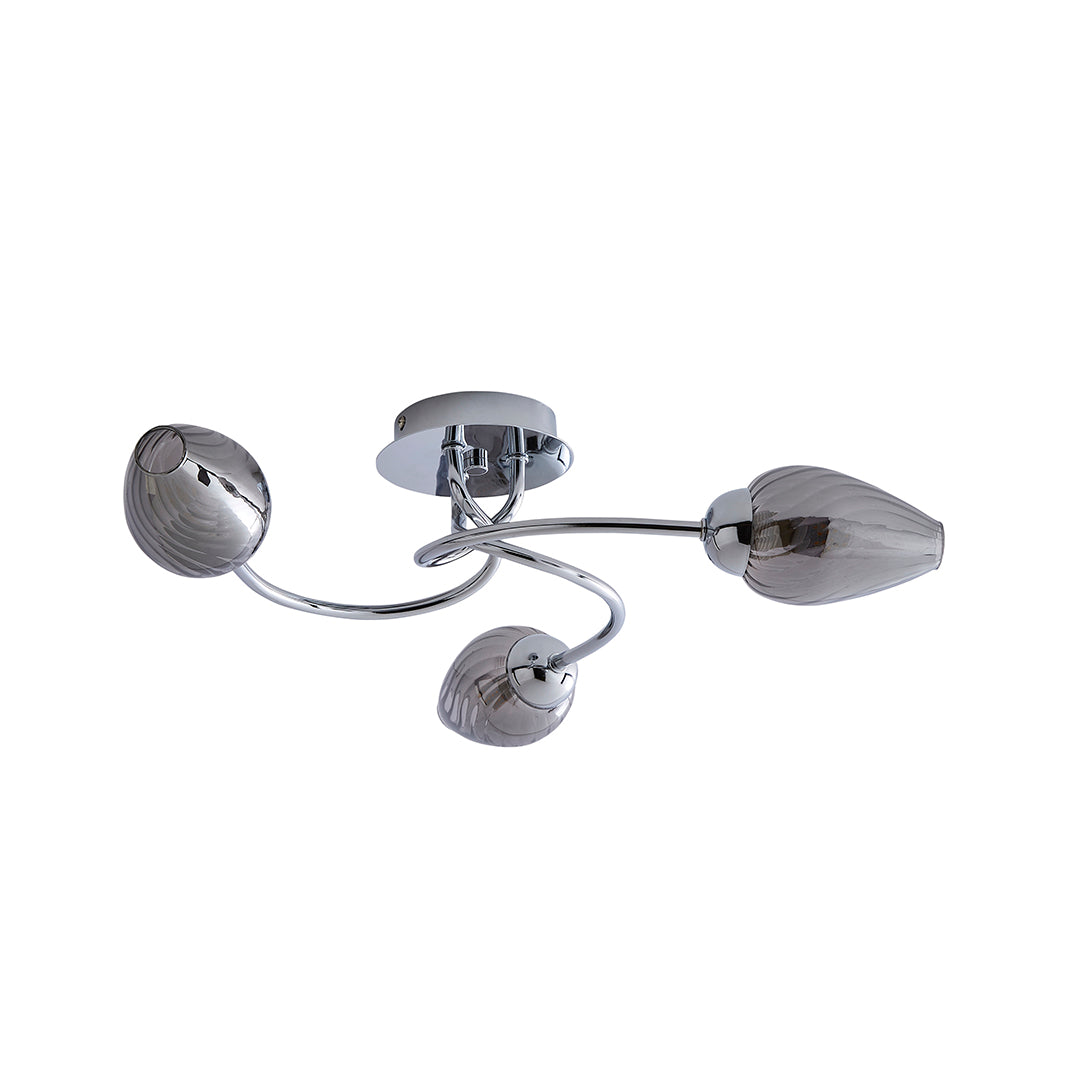 Lina 3-Light Chrome Flush Ceiling Light