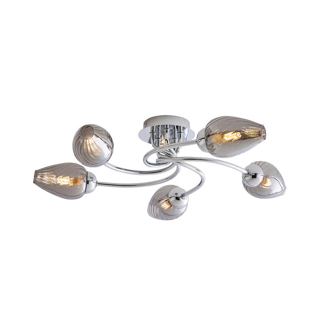 Lina 5-Light Chrome Flush Ceiling Light