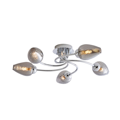 Lina 5-Light Chrome Flush Ceiling Light