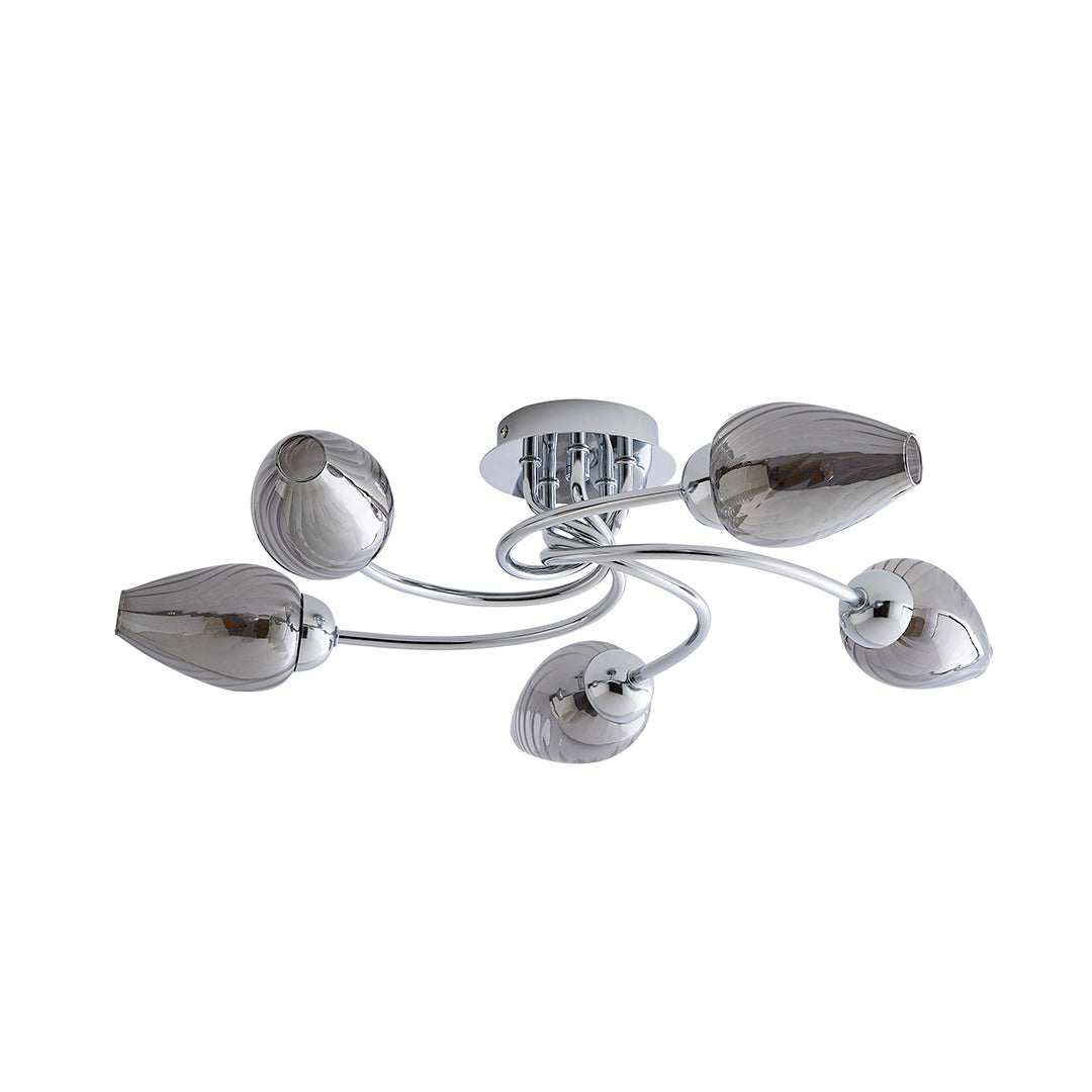 Lina 5-Light Chrome Flush Ceiling Light