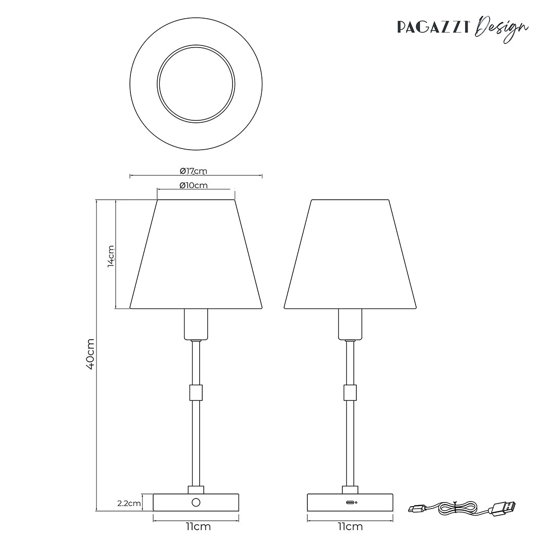 Taliah Antique Brass Rechargeable Table Lamp