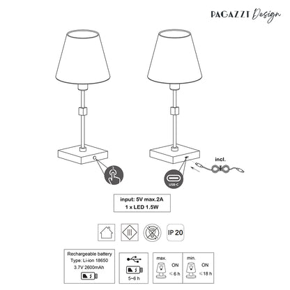 Taliah Antique Brass Rechargeable Table Lamp