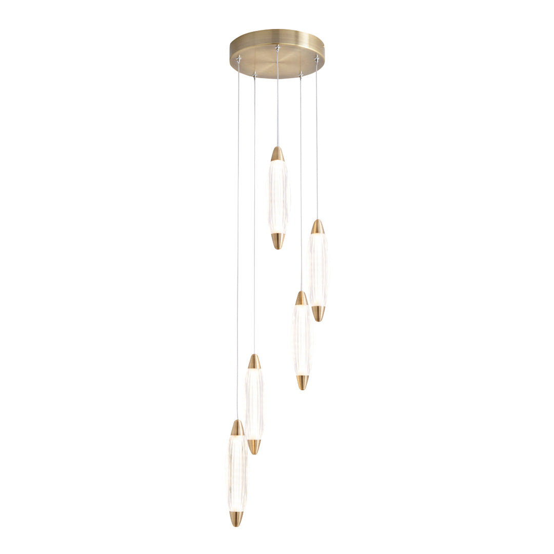 Nina 5-Light LED Cascade Antique Brass Pendant