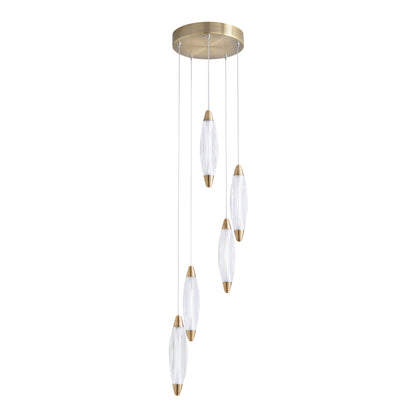 Nina 5-Light LED Cascade Antique Brass Pendant