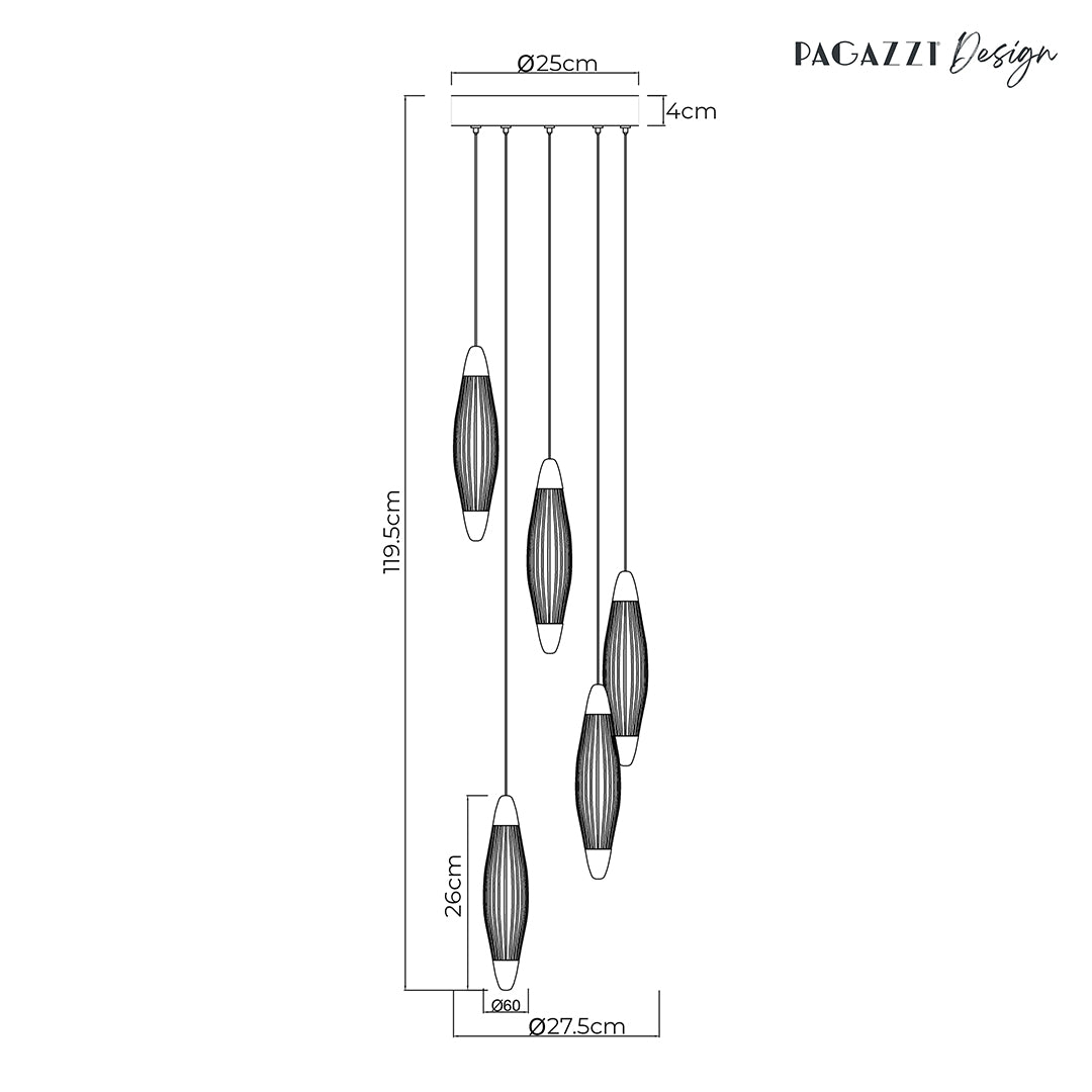 Nina 5-Light LED Cascade Antique Brass Pendant