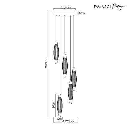 Nina 5-Light LED Cascade Antique Brass Pendant
