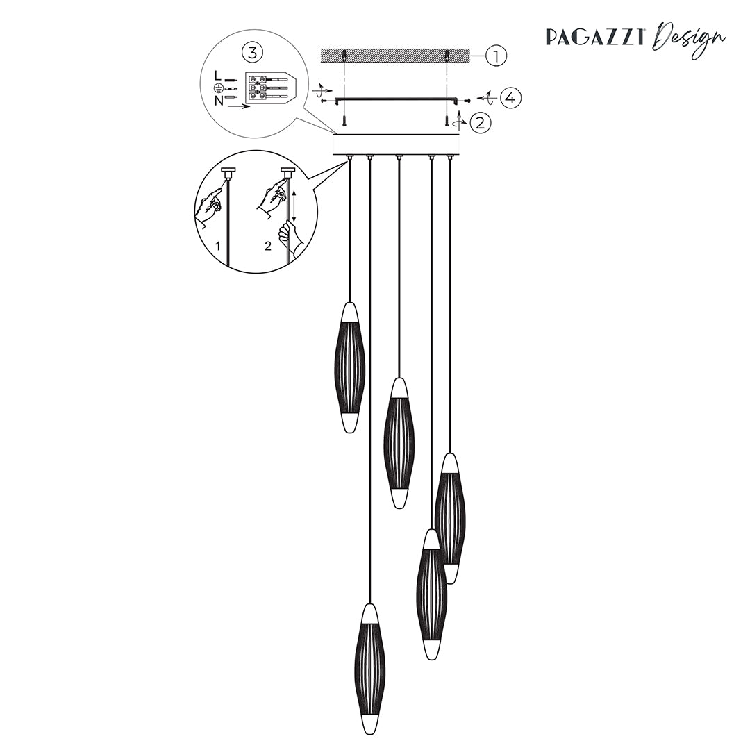 Nina 5-Light LED Cascade Antique Brass Pendant