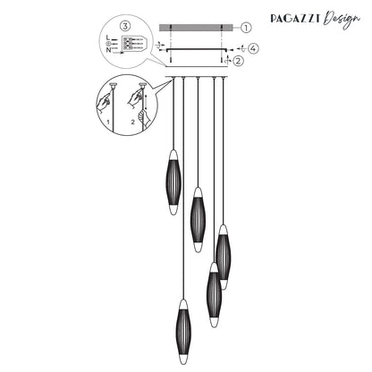 Nina 5-Light LED Cascade Antique Brass Pendant