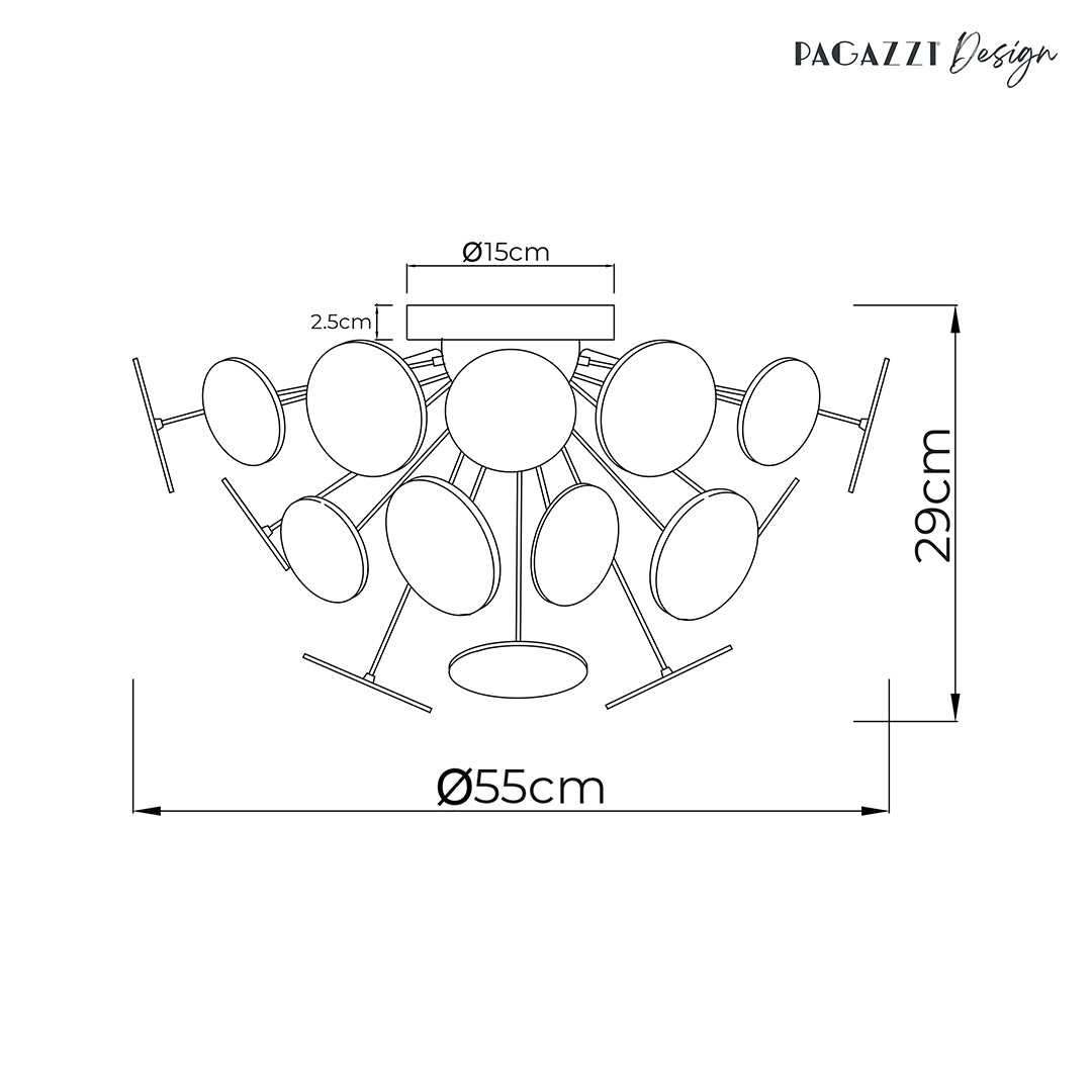 Skye 55cm Sputnik  Semi-Flush Ceiling Light