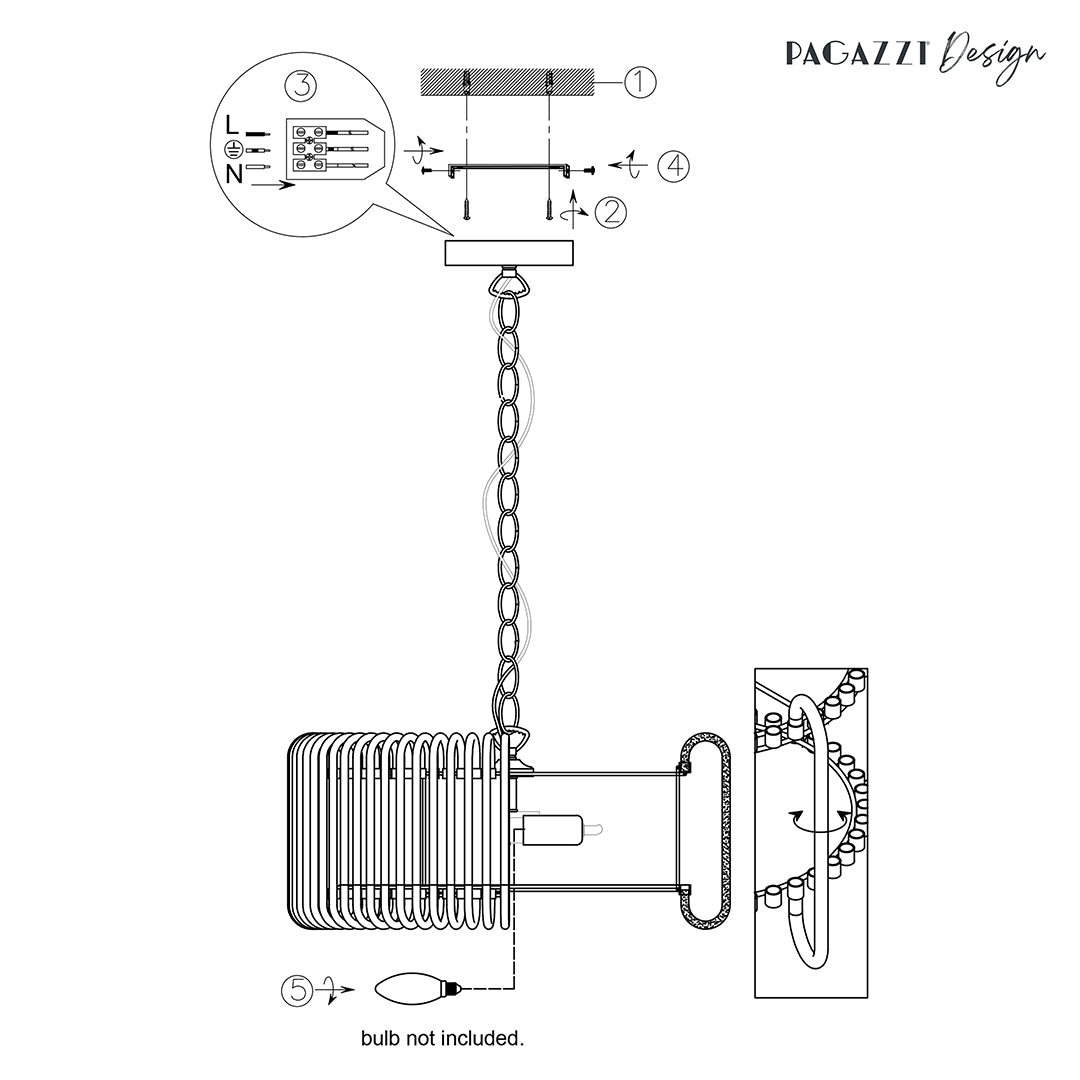 May 3-Light Chrome Ceiling Pendant