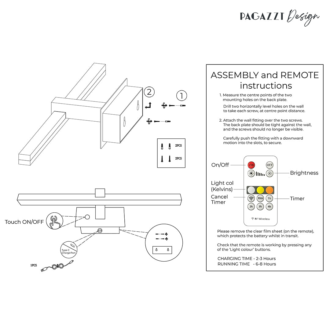 Vesper Black Magnetic Rechargeable LED Picture Light