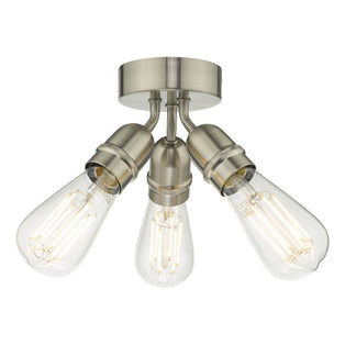 Yao 3 Light Flush Satin Nickel Ceiling Light