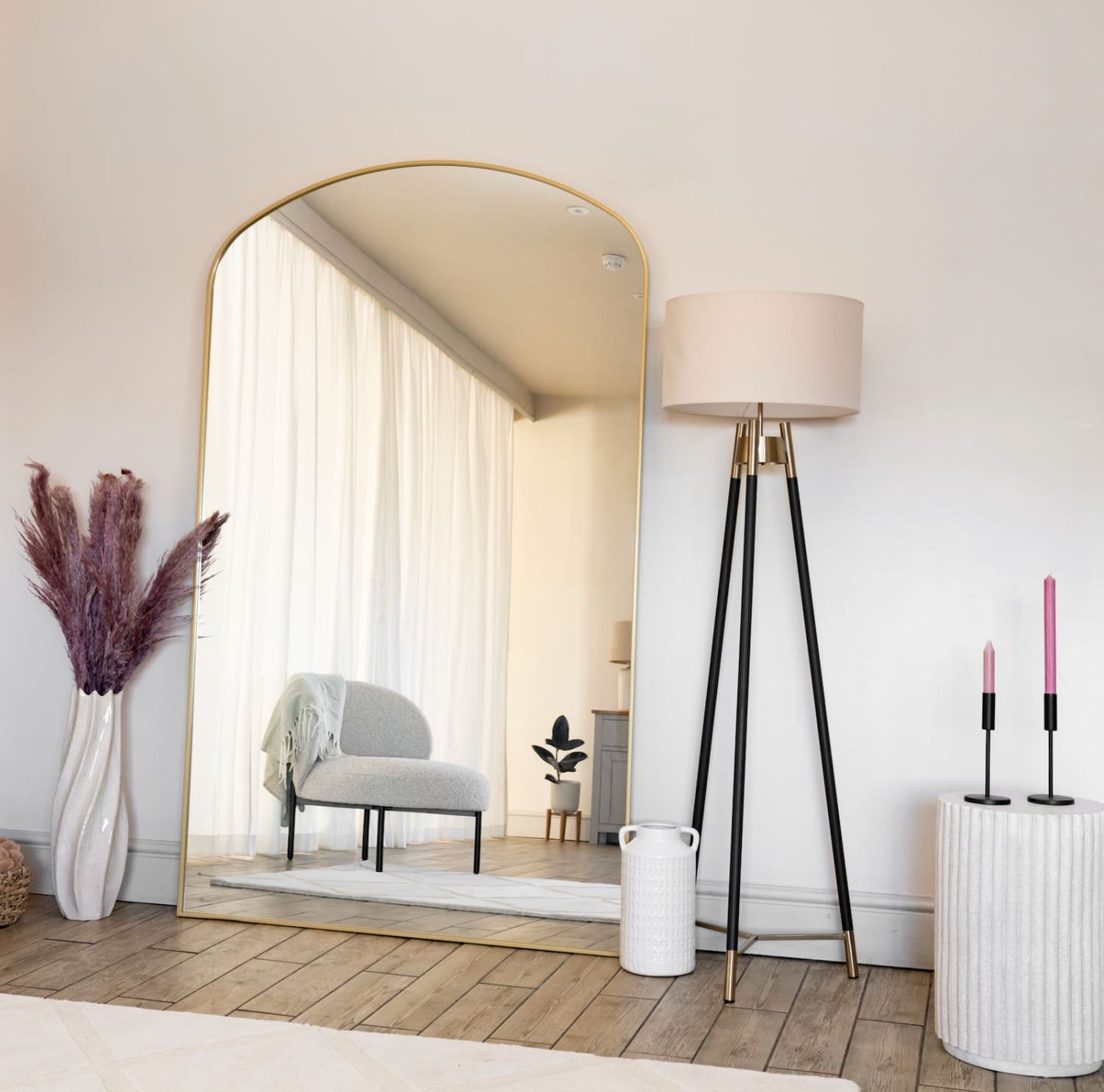 Yoko - Full Length Gold Metal Gentle Arch Mirror - 180cm x 90cm