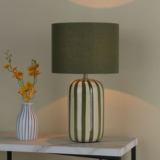 Zella Green Striped Table Lamp