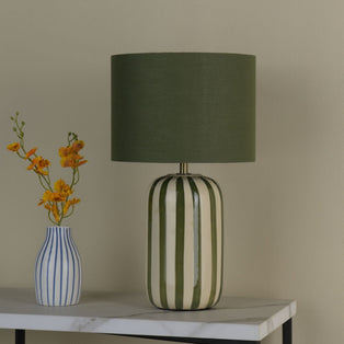 Zella Green Striped Table Lamp
